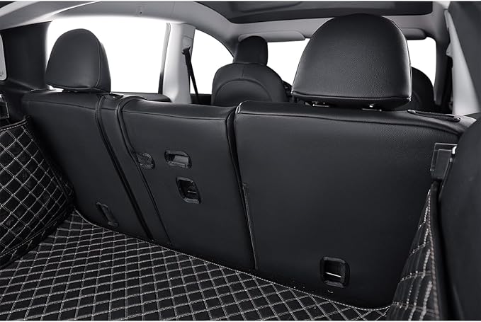 EKR Model Y Seat Covers for Tesla Model Y 2021 2022 2023 2024 Long Range (Only for 7 Seats),Waterproof Seat Protectors,Car Seat Cover Full Set,Faux Leather (Black)
