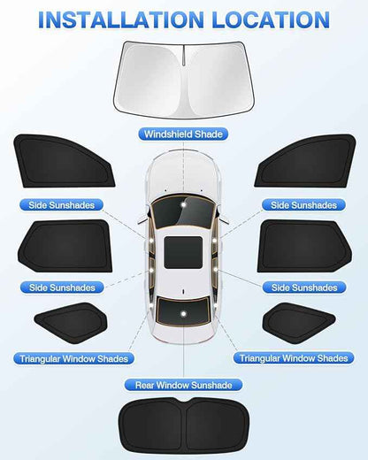 Sunshades for 2023-2025 2026 Honda Pilot Accessories Windshield Sun Shade Side Rear Window Shade Cover Sun Visor Shield Privacy Protection Keep Vehicle Cool Black 8PCS