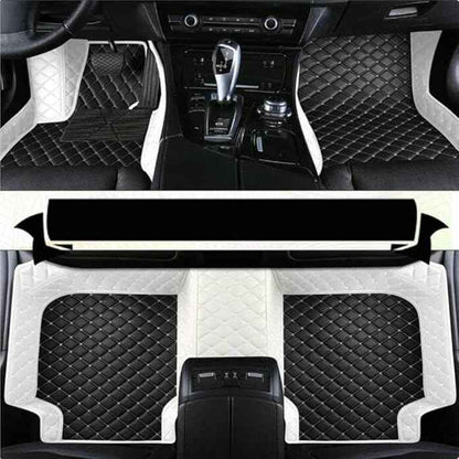 MAEVEN Customized Leather car Floor mats Suitable for 99% of car Models All-Weather Protection Waterproof Anti Slip Men's Women's car Liners (White+Black)
