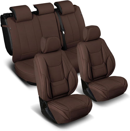 Coverland Custom Car Seat Covers Compatible with 2000-2006 Tundra Access Cab, Double Cab - Premium Leather Non-Slip Waterproof Custom Interior Protector Full Set-Dark Brown [See Size Chart-Size X145]