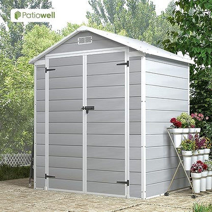 6x4 FT Resin Outdoor Storage Shed with Floor