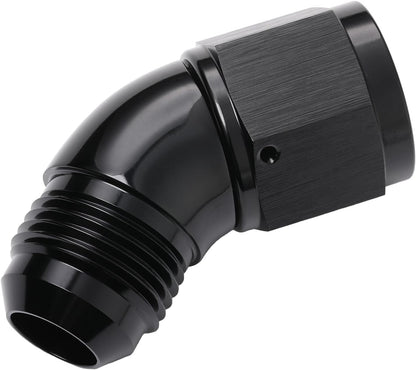 45 Degree 10AN Male to 10AN Female Swivel Full Flow Fitting Adapter Coupler Aluminum Black