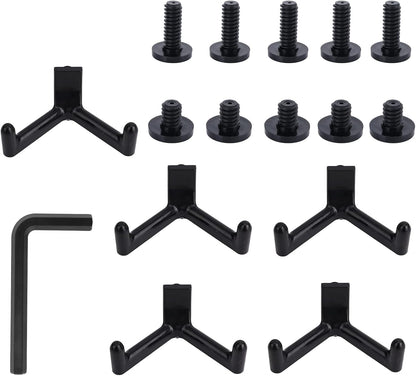 16 Pcs Storage Shed Hooks Set for Suncast, 5 Black V Shaped Tool Hooks Organizer with Long Screw Wrench Short Screw Compatible with Suncast/Craftsman Storage Shed Accessories