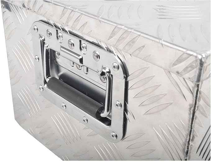 30 Inch Aluminum Tool Box 5 Bar Tread Chest Box Flatbox for Truck Car Outdoor Trailer Pickup Underbody RV ATV Storage Bed ToolBox w/Lock and Keys Silver (30"X13"X10")