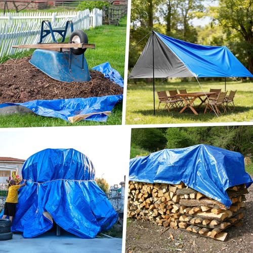 Heavy Duty Tarp 14 Mil Tarp Waterproof Blue 16x20 FT