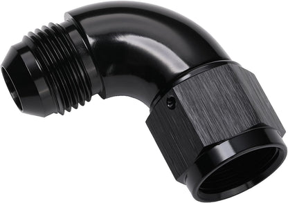 90 Degree 8AN Male to 8AN Female Swivel Full Flow Fitting Adapter Coupler Aluminum Black