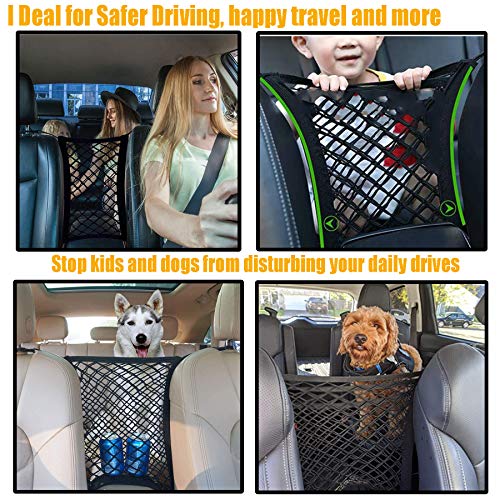 Pet Barrier Dog Car Net Barrier with Auto Safety Mesh Organizer Baby Stretchable Storage Bag Universal for Cars