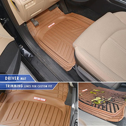 Beige Heavy Duty Front & Rear Rubber Floor Mats Universal Liners for Car SUV Van & Truck