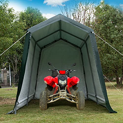 7 Ft x 12 Ft Outdoor Carport Patio Storage Shelter Metal Frame and Waterproof Ripstop Cover for Motorcycle and ATV Car