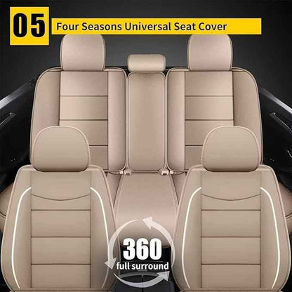 YORKNEIC Car Seat Covers Full Set Fit for Ford Edge 2007-2025 2026 Luxury Faux Automotive Seat Covers Waterproof Car Seat Protector Cushion Protector for Ford Edge Accessories Women Girl Gift Beige