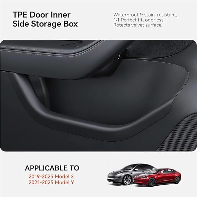 GGCLIMAX Car Organizers And Storage Compatible with Tesla Model 3 Y Highland Juniper TPE Car Door Side Storage Box Front And Rear Door Organizer Tray Accessories(Compatible with Juniper 4pcs)