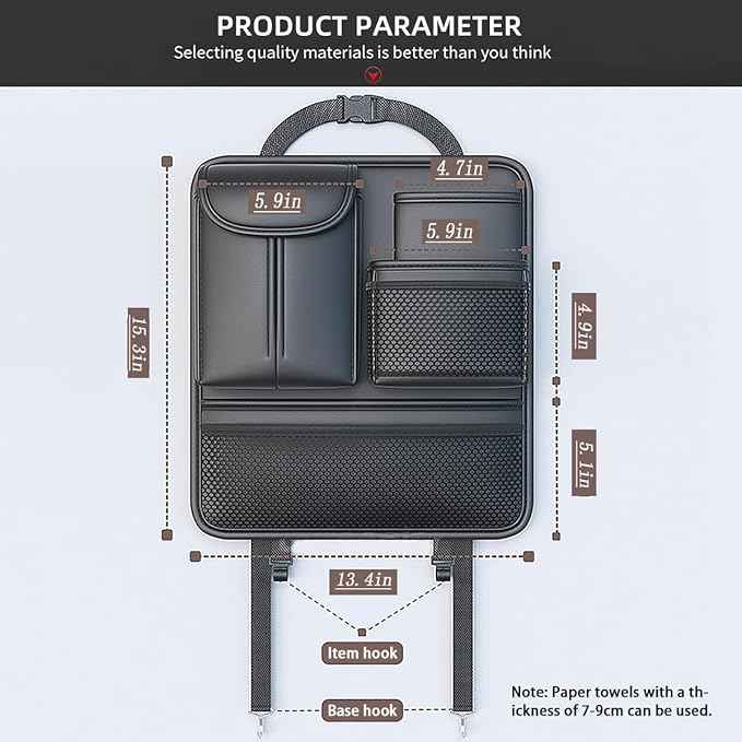 Backseat Car Organizer,5 Storage Pocketscar Seat Organizer,Car Storage Organizer with Foldable Food Tray,Car Seat Back Protectors Kick Mats Travel Accessories
