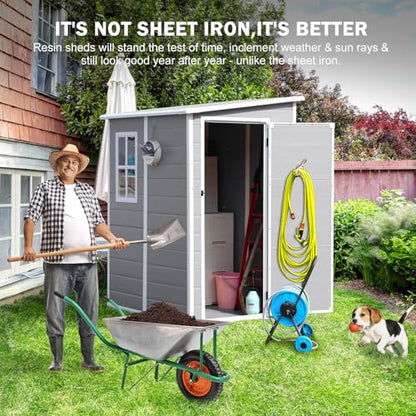 5x3 FT Small Resin Storage Shed with Floor Included