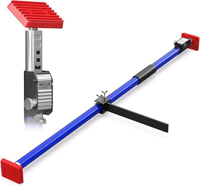 3-H Truck Cargo Bar, 43"-77" Adjustable Support Pole All Metal,Cabinet Jack,Truck Bed Divider with Self-Locking Spring Ratchet- Load Lock Bar for Vans, SUVs & Trucks,Blue,1pc & Divider Bar