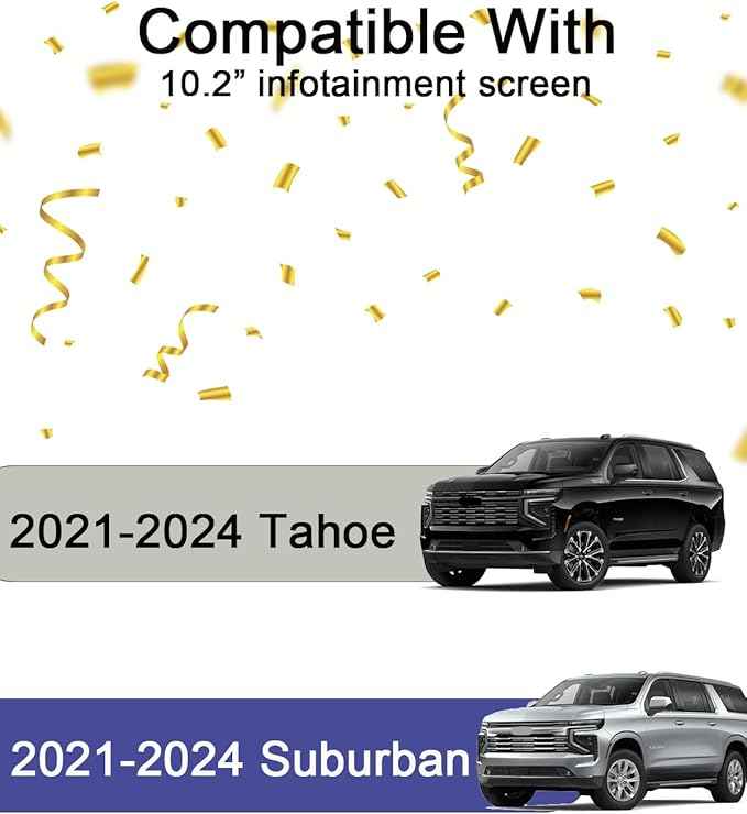 Tempered Glass Screen Protector for Chevrolet Tahoe & Suburban 2021-2024,Infotainment Navigation Screen Film Compatible With Chevy 2024 2023 2022 2021 Accessories - 10.2 inch