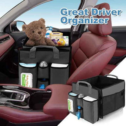 Collapsible Trunk Organizer & Diaper Changing Station, Baby Diaper Caddy Organizer with Movable Dividers, Easy-to-Reach for Back Seat Travel Car Organizer, Waterproof Car Trunk Organizer Groceries