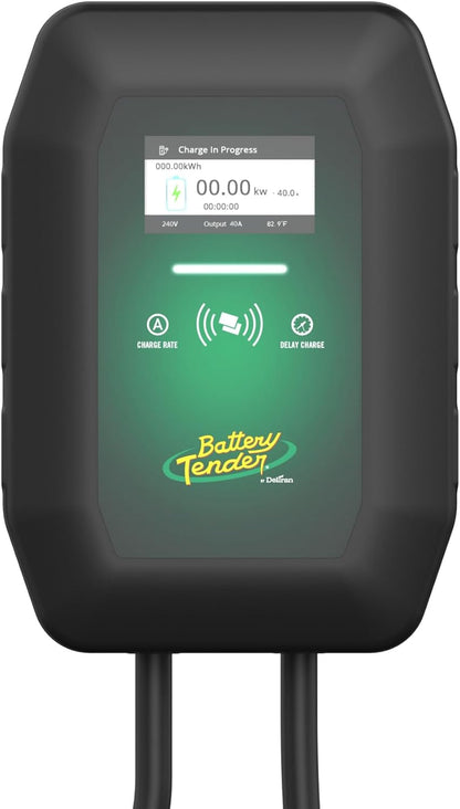 Battery Tender eCharge 40 AMP EV Charger - Level 2 Mounted Indoor Outdoor Fast Electric Vehicle Charging Station with Flexible 25ft Cable NEMA 14-50 - 022-3018-DL-WH