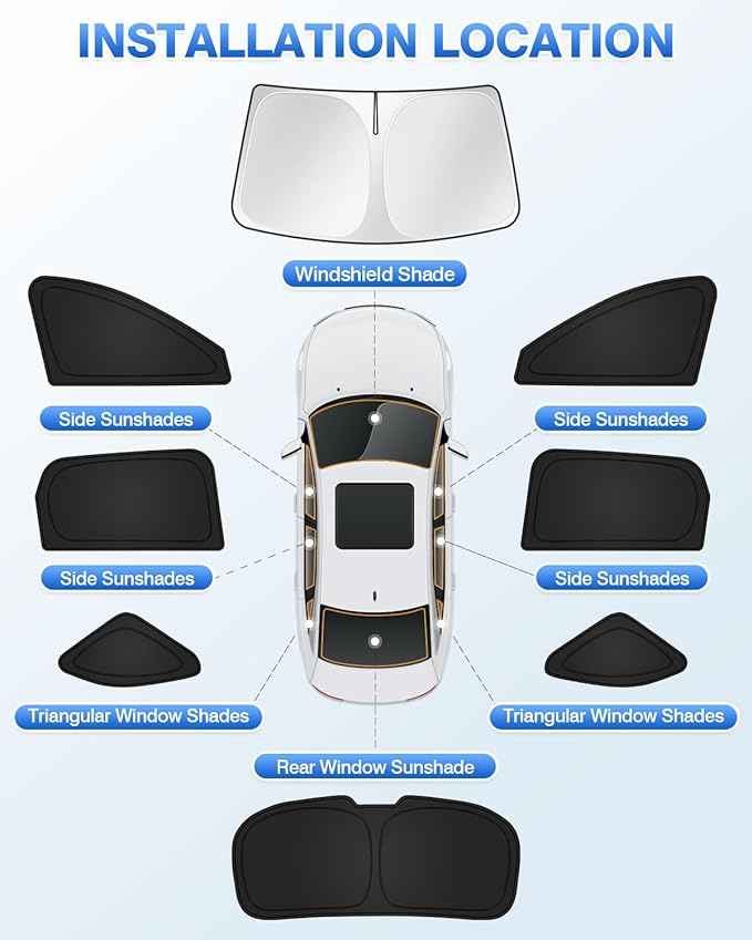 Sunshades for Mazda CX-90 2024-2025 2026 CX90 Accessories Windshield Sun Shade Side Rear Window Shade Cover Sun Visor Shield Privacy Protection Keep Vehicle Cool Black 8PCS