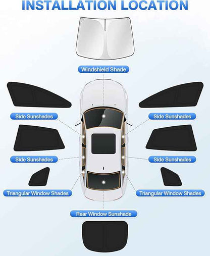 Windshield Sun Shade for 2021-2025 2026 Tesla Model S Plaid Sunshade (NOT for Model S) Accessories Side Rear Window Shade Cover Sun Visor Shield Privacy Protection Keep Vehicle Cool Black 8PCS