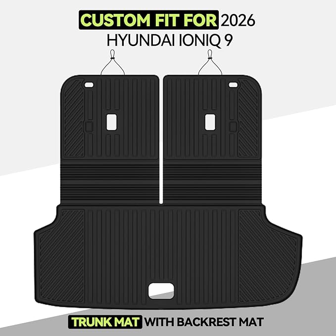 Cargo Mat for 2026 Hyundai Ioniq 9, All Weather TPE Cargo Liner with Backrest Mats Protectors for Hyundai Ioniq 9 Trunk Mat Accessories