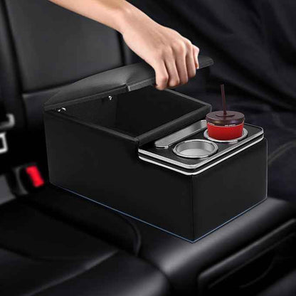 Upgraded Bench Seat Center Console with Extra Large Cup Holder & Phone Holder, Universal Car Armrest Storage Box Organizer for Truck & SUV & Van Automotive Central Console for Back Bench Seat