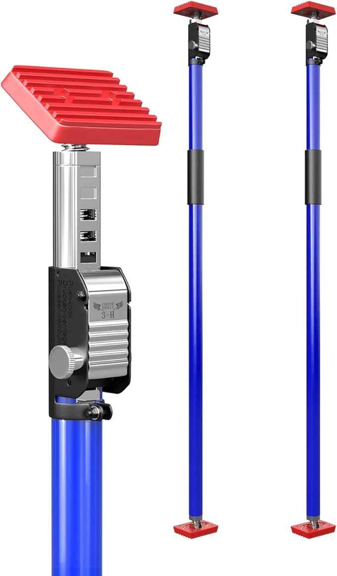 3-H Truck Cargo Bar, 43"-77" Adjustable Support Pole All Metal,Cabinet Jack,Truck Bed Divider with Self-Locking Spring Ratchet - Load Lock Bar for Vans, SUVs & Trucks,Blue,2pc