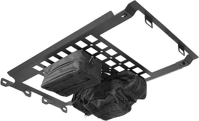 Hooke Road Front Overhead MOLLE Panel w/Pouches Roof Cargo Rack Storage Bag for 2018-2026 Jeep Wrangler JL & Gladiator JT 2/4 Doors (Hardtop Only)