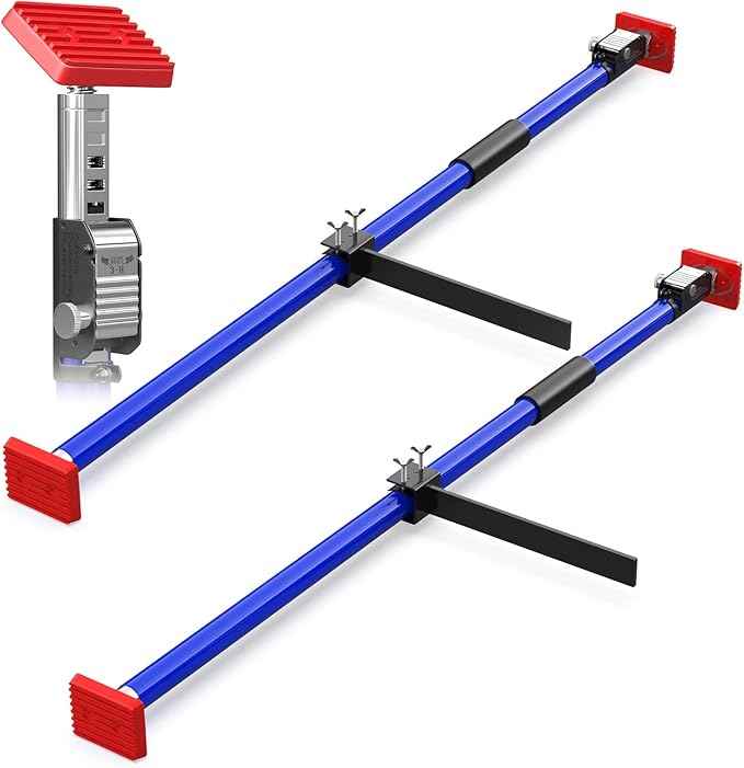3-H Truck Cargo Bar, 43"-77" Adjustable Support Pole All Metal,Cabinet Jack,Truck Bed Divider with Self-Locking Spring Ratchet - Load Lock Bar for Vans, SUVs & Trucks,Blue,2pc & Divider Bar