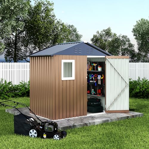 6x4 FT Metal Storage Sheds Outdoor with Window