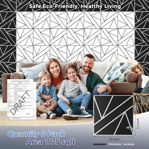 8 Pack 2 Layer Soundproof Wall Panels (96 Count)