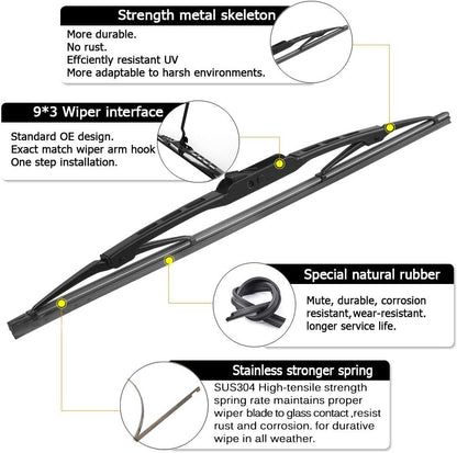 AUTOBOO 26"+20" Windshield Wipers with 16" Rear Wiper Blade Replacement for Dodge Grand Caravan 2008-2014 2015 2016 2017 2018 2019 2020 Chrysler Town & Country -Original Factory Quality (Pack of 3)
