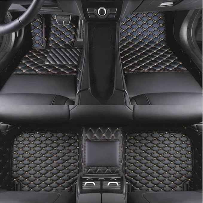 MAEVEN Customized Leather car Floor mats Suitable for 99% of car Models All-Weather Protection Waterproof Anti Slip Men's Women's car Liners (Black 2)