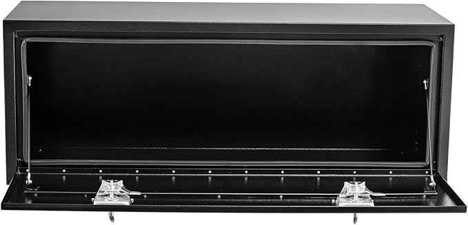 24 in Truck Tool Box Black Steel Truck Storage Tool Box,24 in x 18 in x 18 in Heavy Duty Underbody Tool Chest Organizer w/Lock and Keys, Weather-Resistant for Pickup, Truck Bed, RV, Trailer