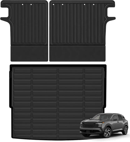 Trunk Mat & Backrest Mat Compatible with 2025 2026 Nissan Kicks, Waterproof TPE Rear Seat Back Protector with Velcro, Custom Fit All-Weather Cargo Liner(Only Fit Upper Layer)