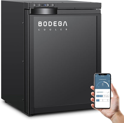 BODEGACOOLER 12 Volt RV Refrigerator, 35.4L(1.25Cu.ft) RV Fridge with Freezer, APP Control Car Refrigerator, (-4℉-46℉) Travel Compressor Cooler 12/24V DC for Boat, Yacht, Caravan, Truck, Camping