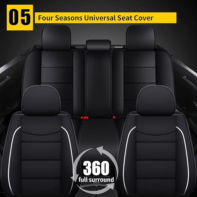YORKNEIC Full Set Seat Covers Fit for Jeep Compass 2012-2025 2026: Faux Leather Car Seat Cover Protector Cushion (5-Seat Full Set, Black)