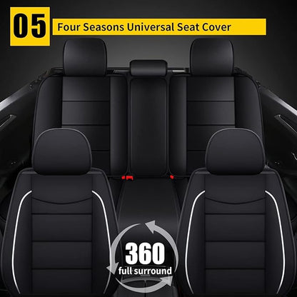 YORKNEIC Full Set Seat Covers Fit for Jeep Compass 2012-2025 2026: Faux Leather Car Seat Cover Protector Cushion (5-Seat Full Set, Black)