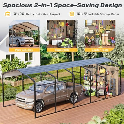 10x25 FT Carport Storage Shed 2