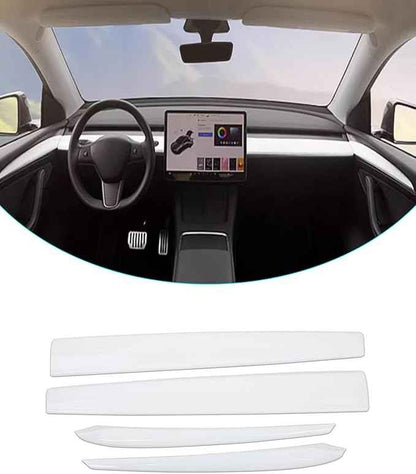 Matte White Dashboard Cover and Front Door Cover Compatible with Tesla Model 3（2021-2023） and Model y（2019-2024 (Matte White)