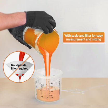 Disposable Paint Spary Gun Cups(200ML/6.7OZ), Spray Paint Cup Kit with 50 Cup Liners, 50 Lids, 20 Sealing Plugs, 1 Retainer Ring, 1 Hard Cup for Automotive Paint Gun
