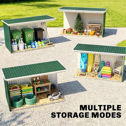 9' x 4' Outdoor Storage Shed Sloping Roof Lockable Door Green