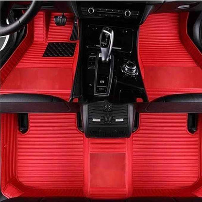 MAEVEN Customized Leather car Floor mats Suitable for 99% of car Models All-Weather Protection Waterproof Anti Slip Men's Women's car Liners (Red Stripe 1)