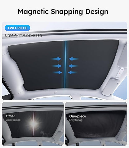Wigoo Tesla New Model Y Juniper Accessories Sunshade Roof [Never Sag, Nano Ice-Crystal Coatings] Heat Insulation Glass Roof Sun Shade, Accessories for Tesla New Model Y 2025 2026 Launch, Black