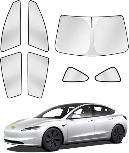 Sunshades for Tesla Model 3 2016-2025 2026 (Fit Model 3 Highland) Accessories Windshield Sun Shade Side Rear Window Shade Cover Sun Visor Shield Privacy Protection Keep Vehicle Cool 7PCS