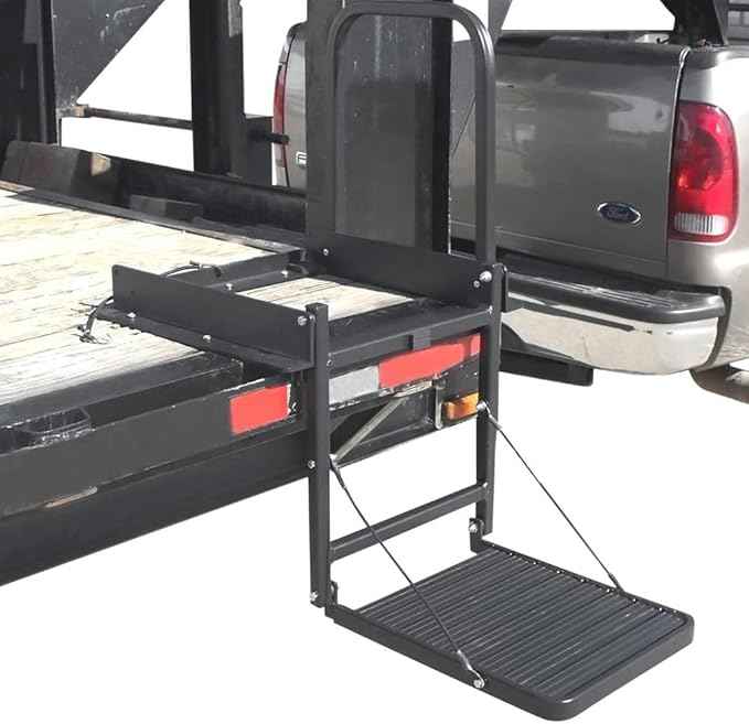 Great Day Truck N' Buddy Folding Tailgate Step/Seat Platform for Work Flatbed Trucks and Equipment Trailers - 300 lbs Weight Capacity - Black Powder-Coated Finish, TNB2000B