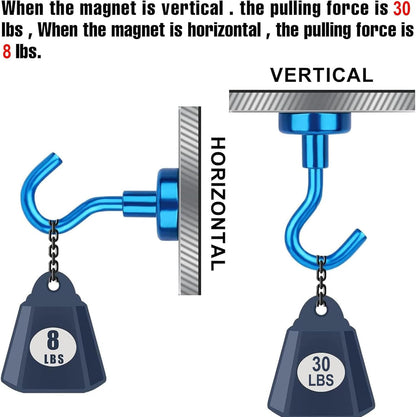 DIYMAG Magnetic Hooks, 30Lbs Strong Heavy Duty Cruise Magnet S-Hooks for Classroom, Fridge, Hanging, Cabins, Grill, Kitchen, Garage, Workplace and Office Etc, (20 Pack-Blue)