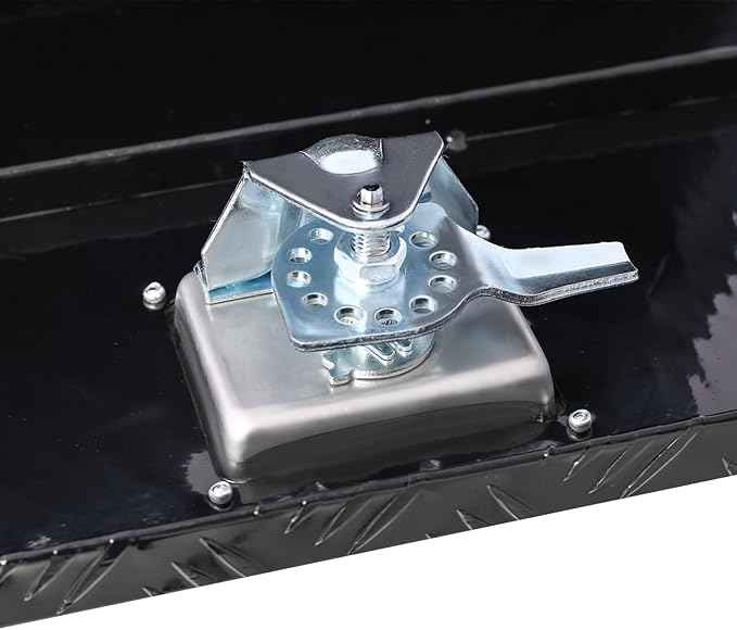 24in Aluminum Tool Box with Lock Keys for Truck Car, Truck Bed Toolbox Outdoor Trailer Pickup Underbody RV ATV Storage Tools Organizer 24x17.3x17.7in Black