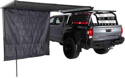 Overland Vehicle Systems HD Nomadic 6.5’ Awning Side Shade Wall - 280G Poly Cotton Rip Stop Grey Body, Green Trim - Velcro Attachment - Included Storage Bag