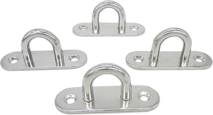 Stainless Steel Ceiling Hooks & Wall Hangers - Heavy Duty M8 Screw Mount, Rust-Proof Anchor Straps for Garage, Outdoor, Storage (4-Pack)