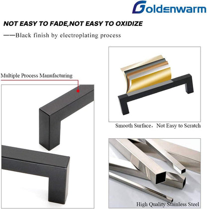 goldenwarm 15 Pack Black Cabinet Knobs Kitchen Cabinet Handles Stainless Steel Cabinet Hardware Black Knobs Handles Pulls for Bathroom Cabinets and Cupboard, 2in(50mm) Overall Length